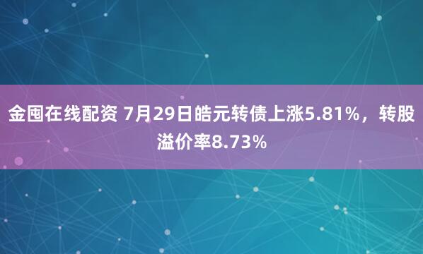 金囤在线配资 7月29日皓元转债上涨5.81%,转股溢价率8.73%